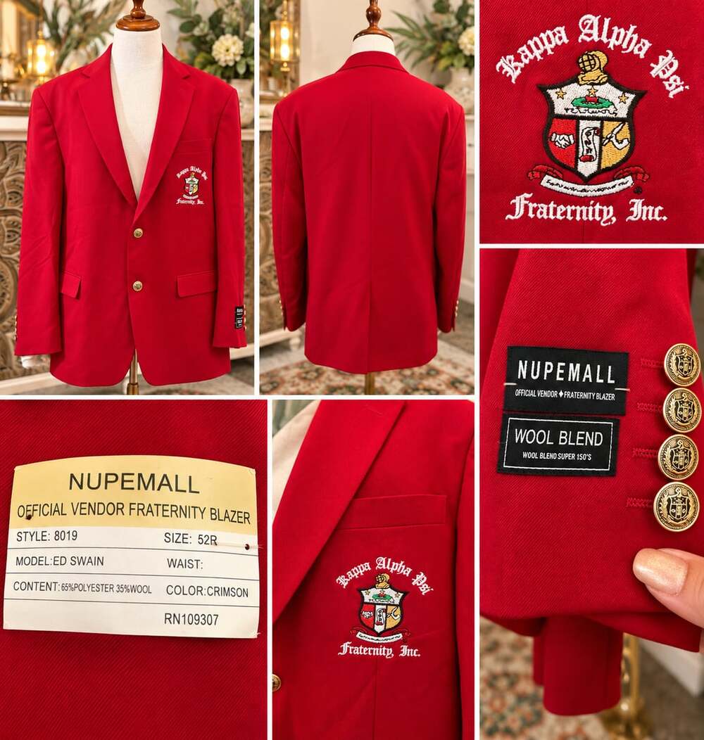 Nupemall Kappa Alpha Psi Fraternity Blazer Size 52R Crimson Wool Blend